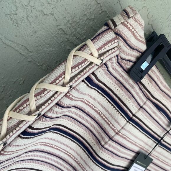 BCBGMaxAzria Women's Pink Striped Lace-Up Mini Skirt Size L - Picture 4 of 10